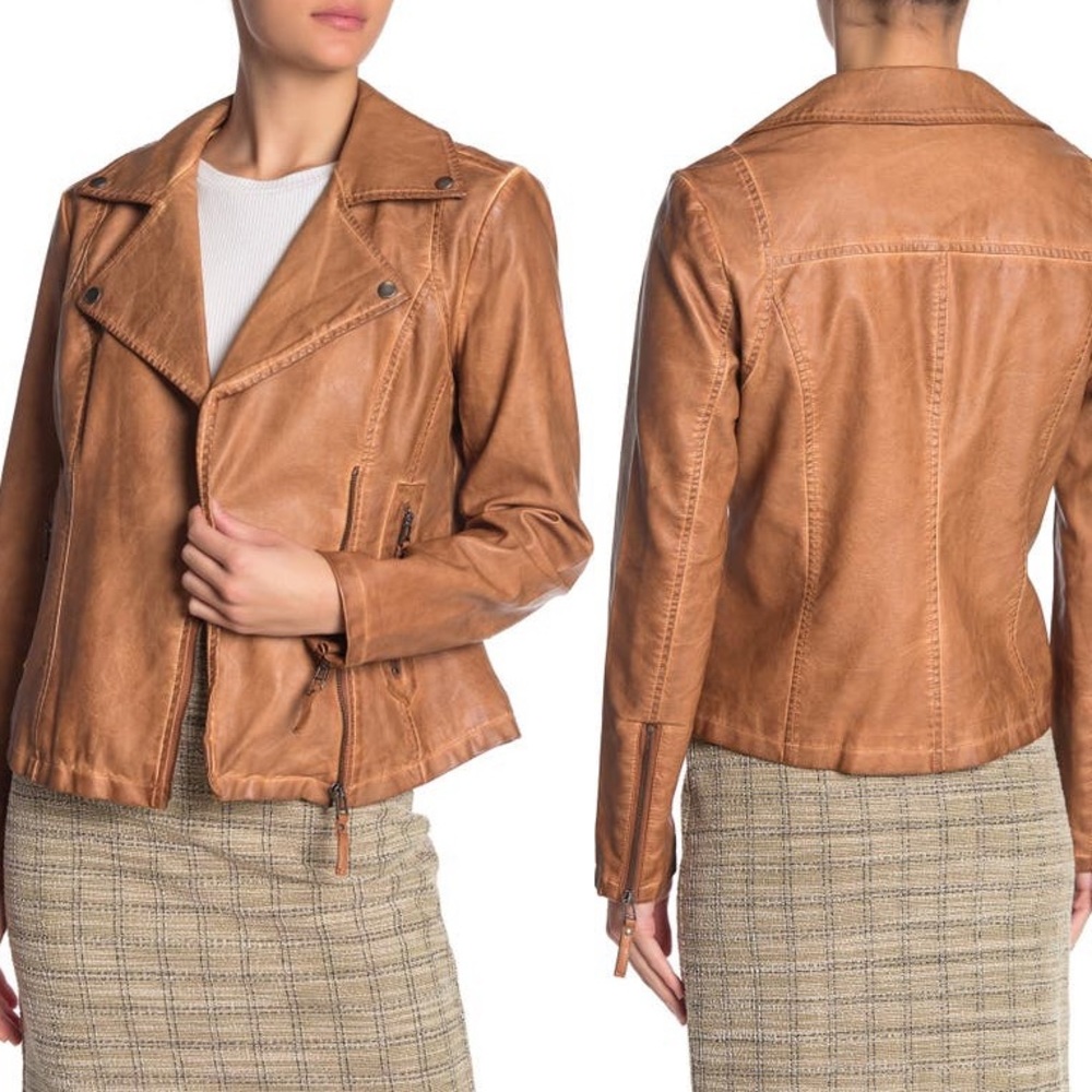 Max Studio Cognac Moto Jacket Medium